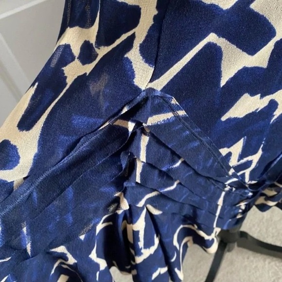 Fuzzi Jean Paul Gaultier Ruffle Mesh Midi Skirt Navy Ivory Abstract Print Medium - Picture 3 of 8